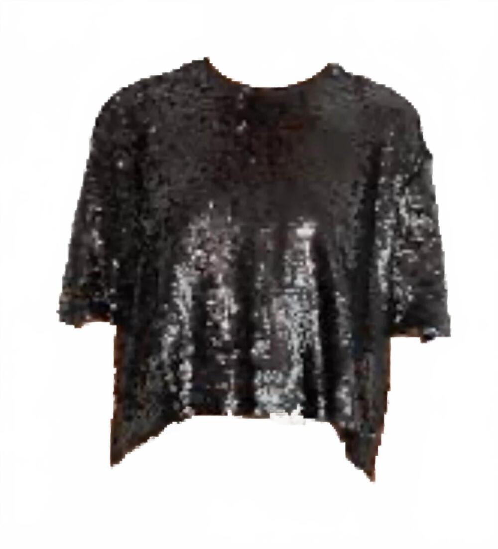 NEW BRAZEAU TRICOT shimmer sequin boy shirt in black